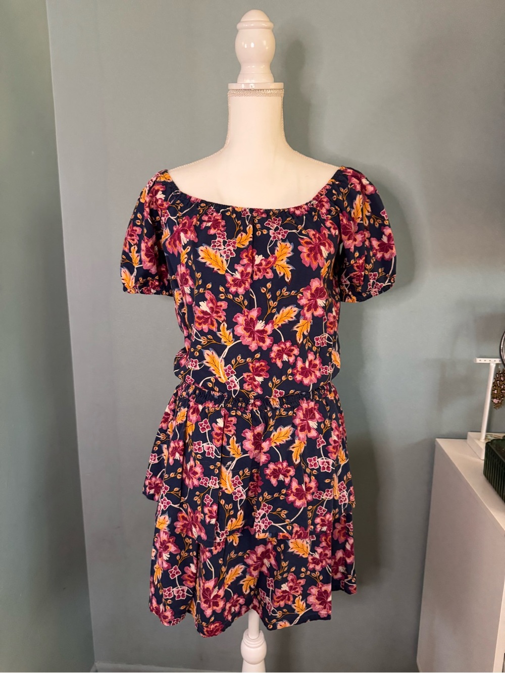 Old Navy Girls Set Fall Floral Skirt Peasant Top XL PLUS